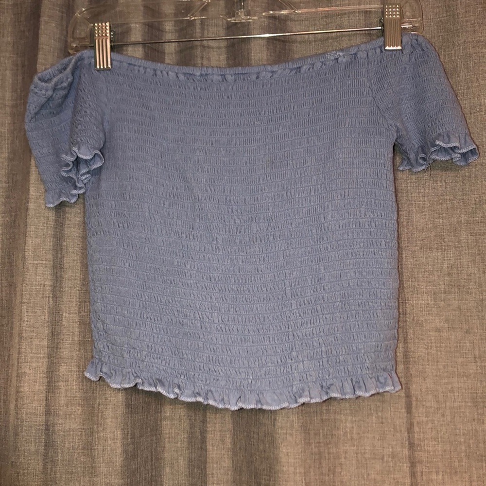 Blue off-the-shoulder top